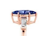 Rose gold Marquise Cut Cut Diamond Ring with Tapered Baguette Side Stones in Four-Prong Setting_5
