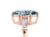Rose gold Marquise Cut Cut Diamond Ring with Tapered Baguette Side Stones in Four-Prong Setting_5