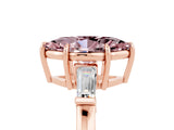 Rose gold Marquise Cut Cut Diamond Ring with Tapered Baguette Side Stones in Four-Prong Setting_5