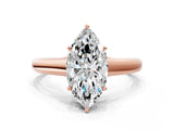 Rose gold Marquise Cut Cut Diamond Solitaire Engagement Ring with Tapered Plain Band and Four-Prong Setting_15