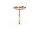 Rose gold Marquise Cut Cut Diamond Sunburst Halo Engagement Ring with Pavé Band_17