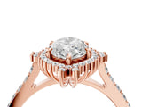 Rose gold Marquise Cut Cut Diamond Sunburst Halo Engagement Ring with Pavé Band_19