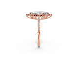 Rose gold Marquise Cut Cut Diamond Sunburst Halo Engagement Ring with Pavé Band_29