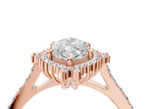 Rose gold Marquise Cut Cut Diamond Sunburst Halo Engagement Ring with Pavé Band_31