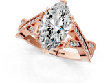 Rose gold Marquise Cut Cut Diamond Twisted Band with Milgrain Pave Setting and Four-Prong Setting_3