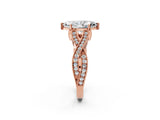 Rose gold Marquise Cut Cut Diamond Twisted Band with Milgrain Pave Setting and Four-Prong Setting_4