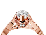 Rose gold Marquise Cut Cut Diamond Twisted Band with Milgrain Pave Setting and Four-Prong Setting_6