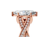 Rose gold Marquise Cut Cut Diamond Twisted Band with Milgrain Pave Setting and Four-Prong Setting_7