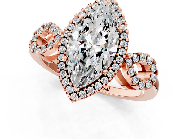 Rose Gold Marquise Pave Infinity Halo Engagement Ring Setting