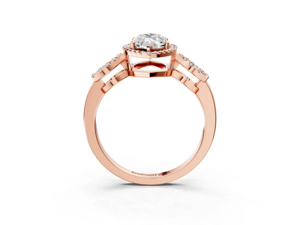 Rose Gold Marquise Pave Infinity Halo Engagement Ring Setting