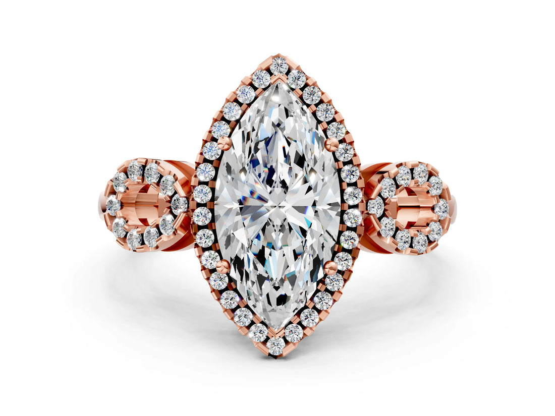 Rose gold Marquise Cut Cut Halo Diamond Infinity Band with Four-Prong Setting_9