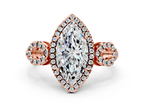 Rose Gold Marquise Pave Infinity Halo Engagement Ring Setting