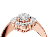 Rose gold Marquise Cut Cut Halo Diamond Pavé Engagement Ring with Milgrain Detailing_13