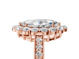 Rose gold Marquise Cut Cut Halo Diamond Pavé Engagement Ring with Milgrain Detailing_14
