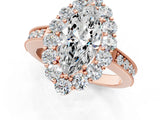 Rose gold Marquise Cut Cut Halo Diamond Pavé Engagement Ring with Milgrain Detailing_24