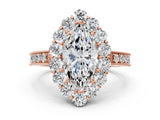 Rose gold Marquise Cut Cut Halo Diamond Pavé Engagement Ring with Milgrain Detailing_3