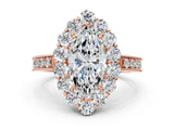 Rose gold Marquise Cut Cut Halo Diamond Pavé Engagement Ring with Milgrain Detailing_35