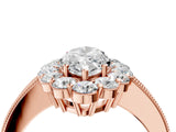 Rose gold Marquise Cut Cut Halo Diamond Pavé Engagement Ring with Milgrain Detailing_39
