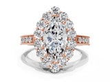 Rose gold Marquise Cut Cut Halo Diamond Pavé Engagement Ring with Milgrain Detailing_9