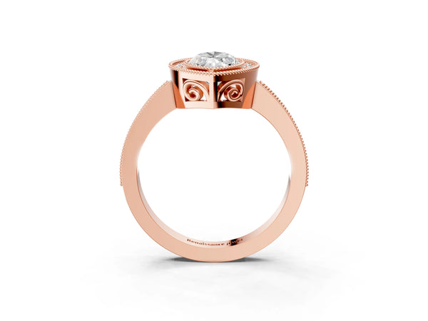 Rose Gold Marquise Double Milgrain Halo Engagement Ring Setting