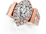 Rose gold Marquise Cut Cut Halo Split Shank Prong Set Ring_4