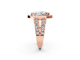 Rose gold Marquise Cut Cut Halo Split Shank Prong Set Ring_5