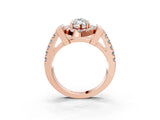 Rose gold Marquise Cut Cut Halo Split Shank Prong Set Ring_6