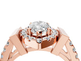 Rose gold Marquise Cut Cut Halo Split Shank Prong Set Ring_7