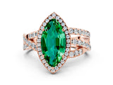 Rose gold Marquise Cut Cut Halo Split Shank Prong Setting Ring_12