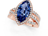 Rose gold Marquise Cut Cut Halo Split Shank Prong Setting Ring_13