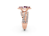 Rose gold Marquise Cut Cut Halo Split Shank Prong Setting Ring_14