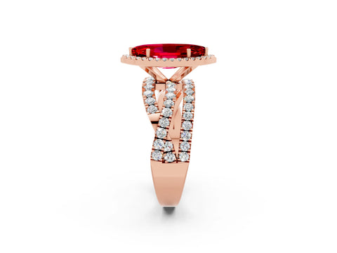 Rose gold Marquise Cut Cut Halo Split Shank Prong Setting Ring_14