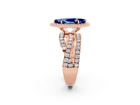 Rose gold Marquise Cut Cut Halo Split Shank Prong Setting Ring_14