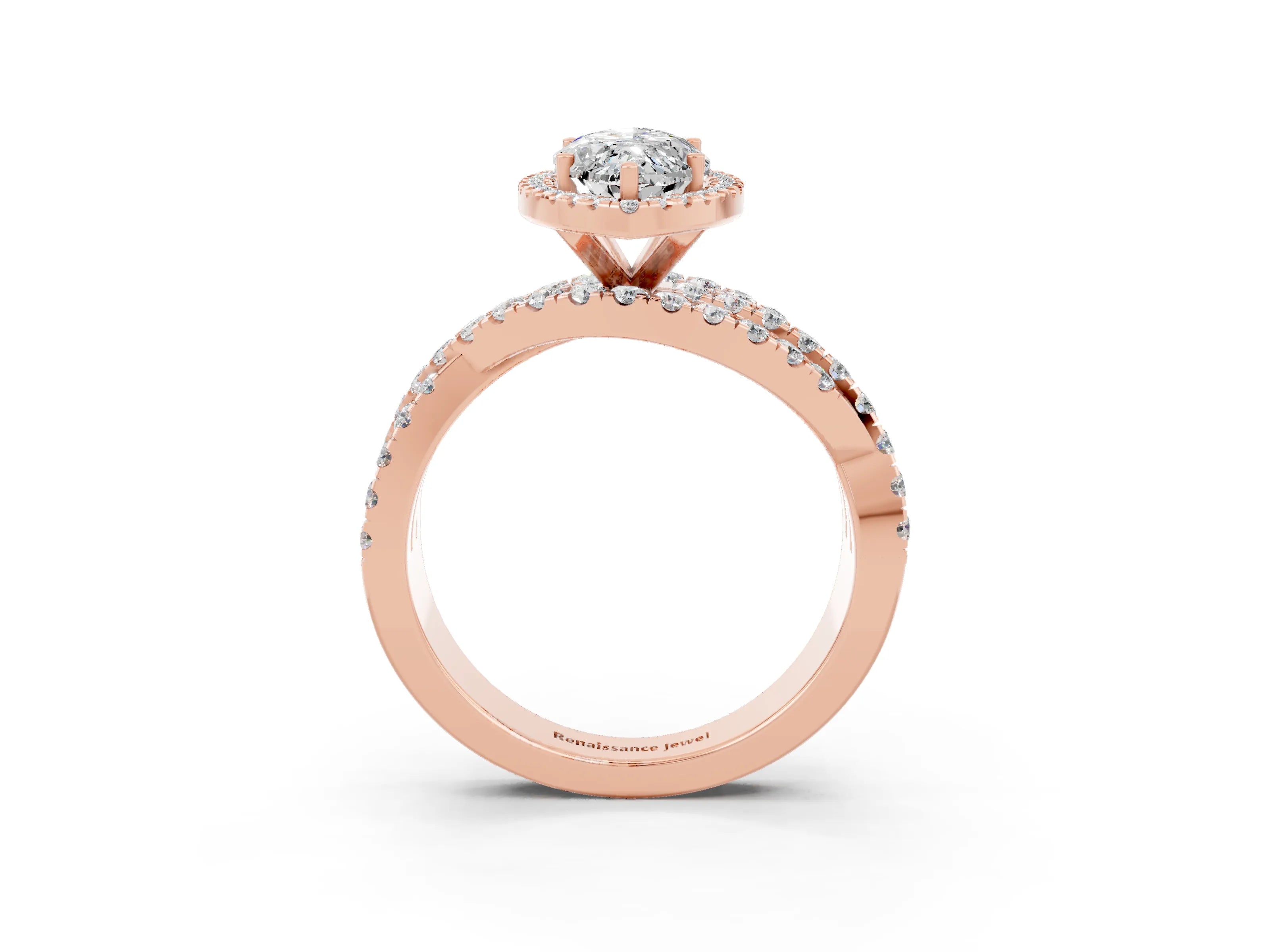Rose gold Marquise Cut Cut Halo Split Shank Prong Setting Ring_15