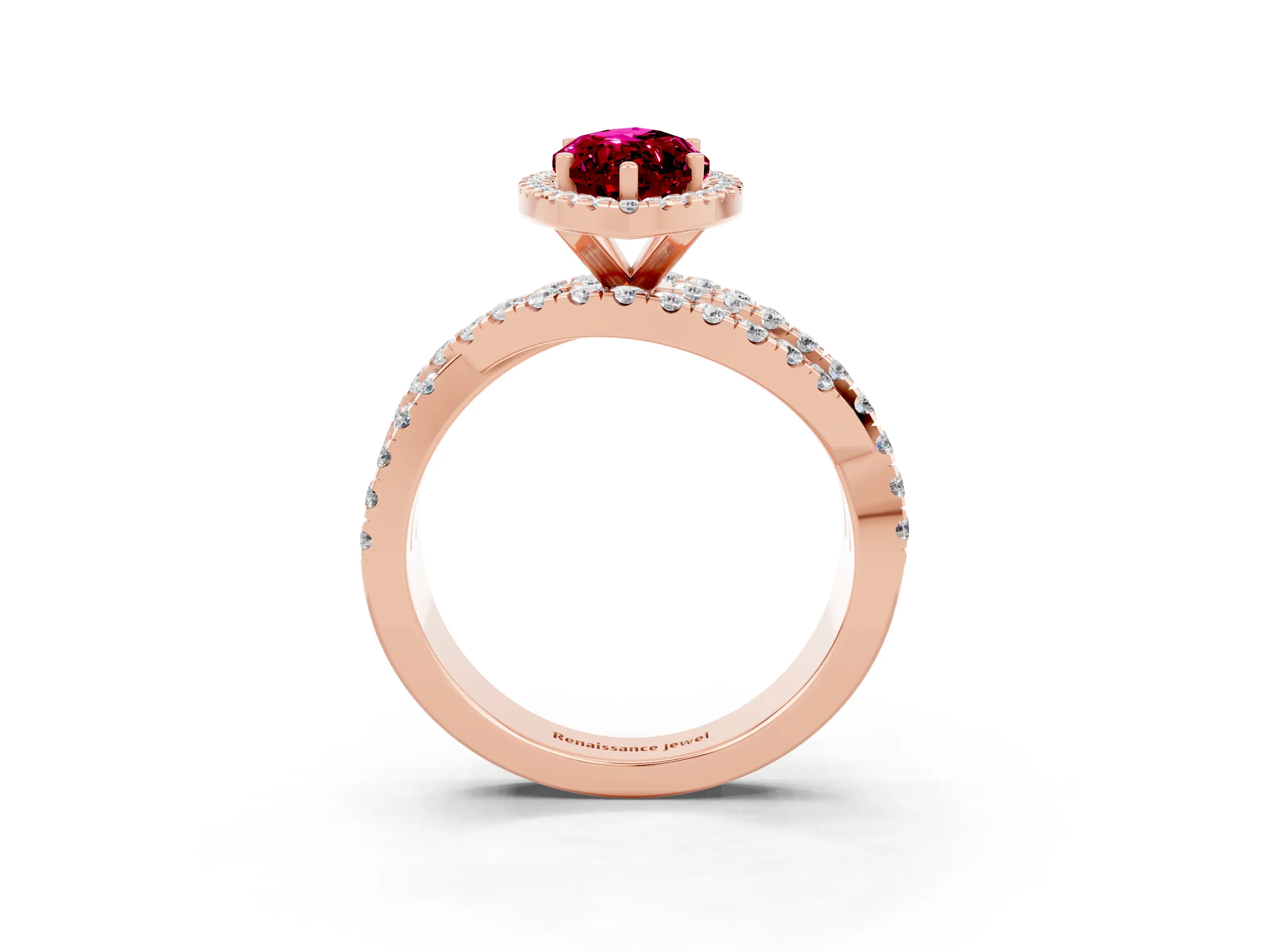 Rose gold Marquise Cut Cut Halo Split Shank Prong Setting Ring_15
