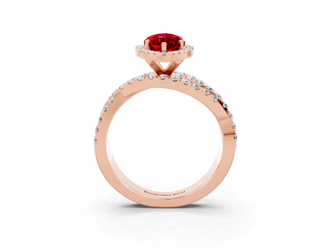 Rose gold Marquise Cut Cut Halo Split Shank Prong Setting Ring_15