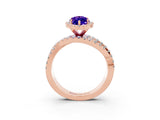 Rose gold Marquise Cut Cut Halo Split Shank Prong Setting Ring_15