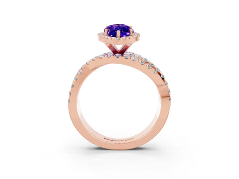 Rose gold Marquise Cut Cut Halo Split Shank Prong Setting Ring_15