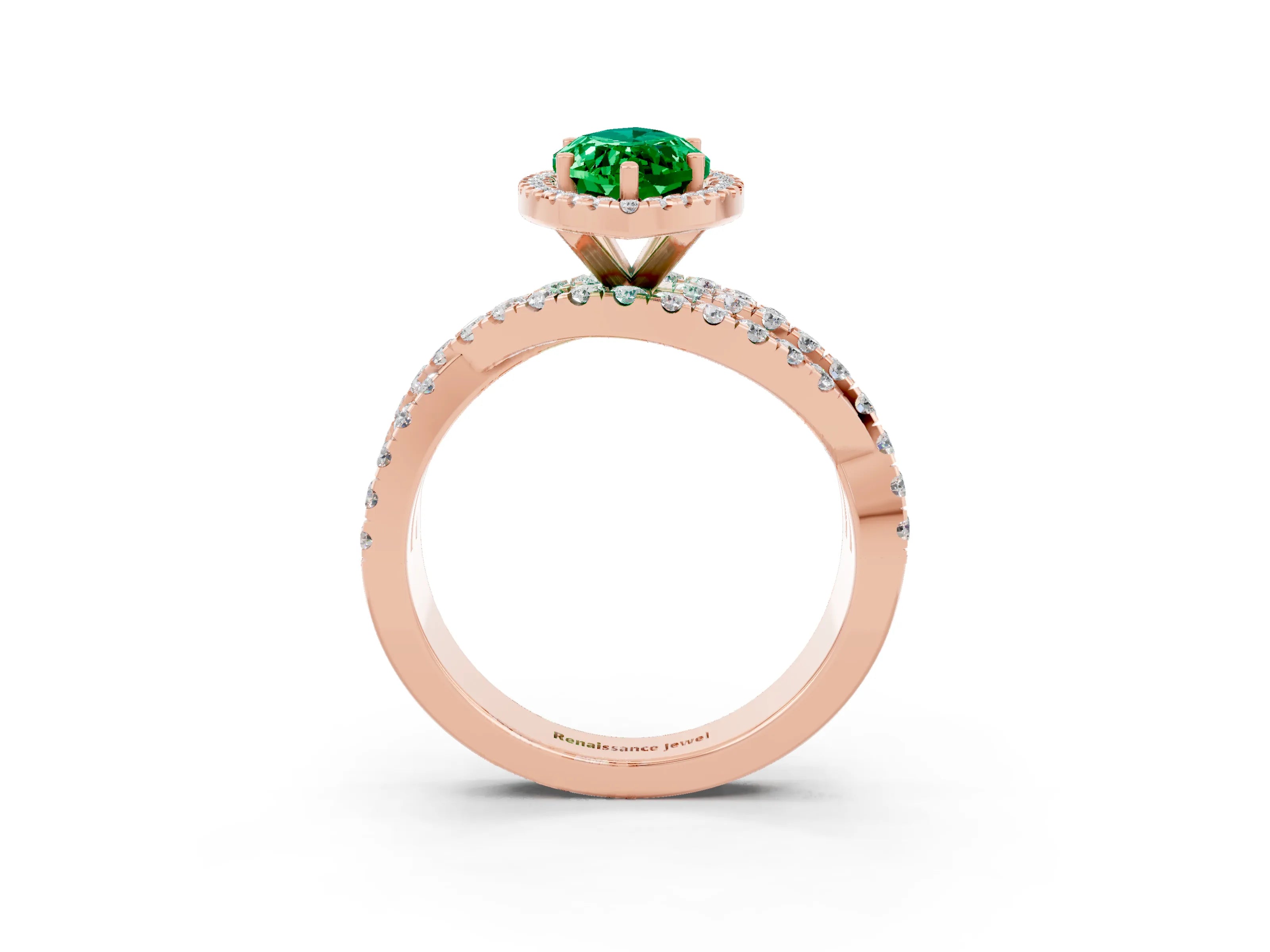 Rose gold Marquise Cut Cut Halo Split Shank Prong Setting Ring_15