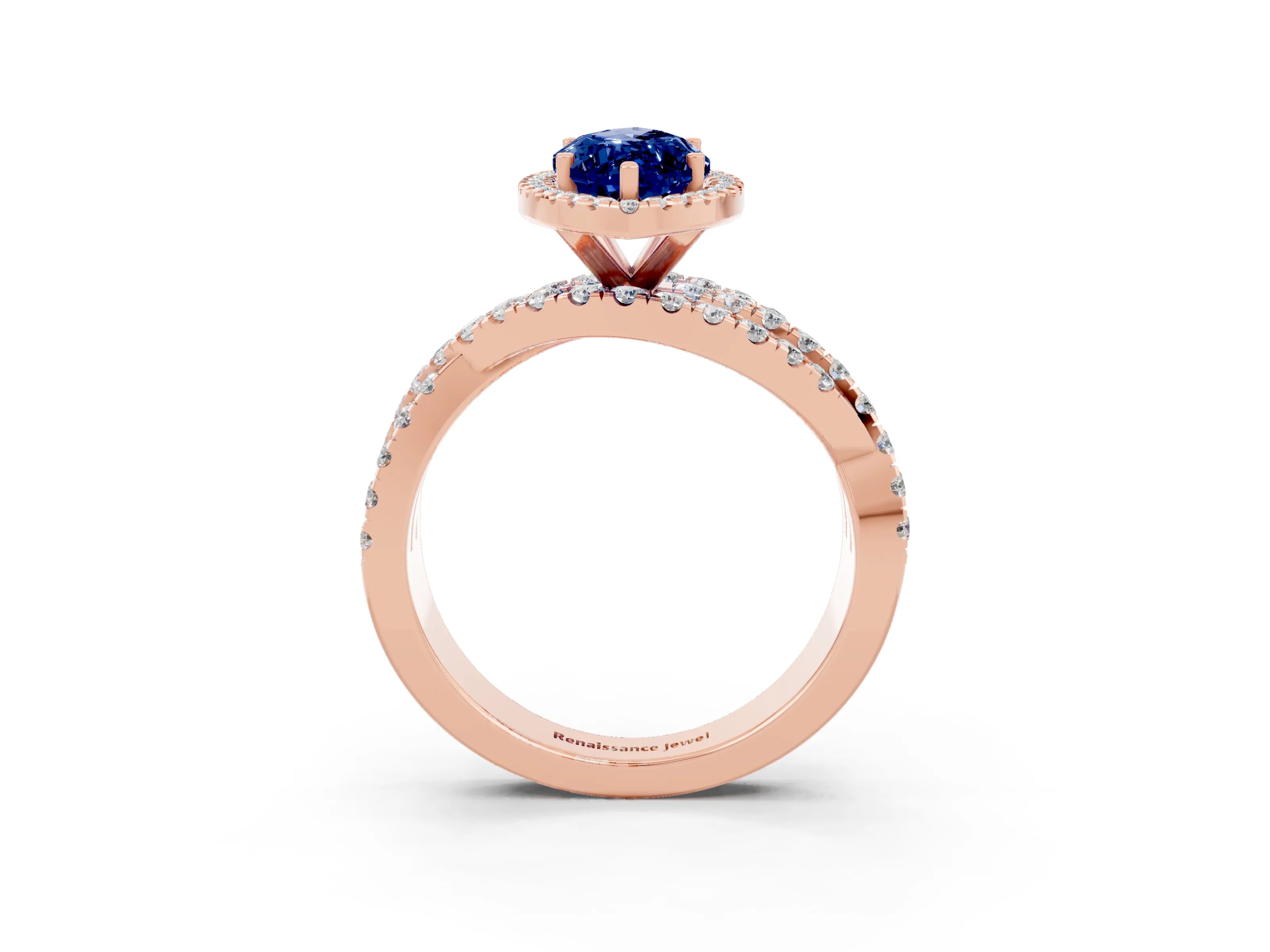 Rose gold Marquise Cut Cut Halo Split Shank Prong Setting Ring_15