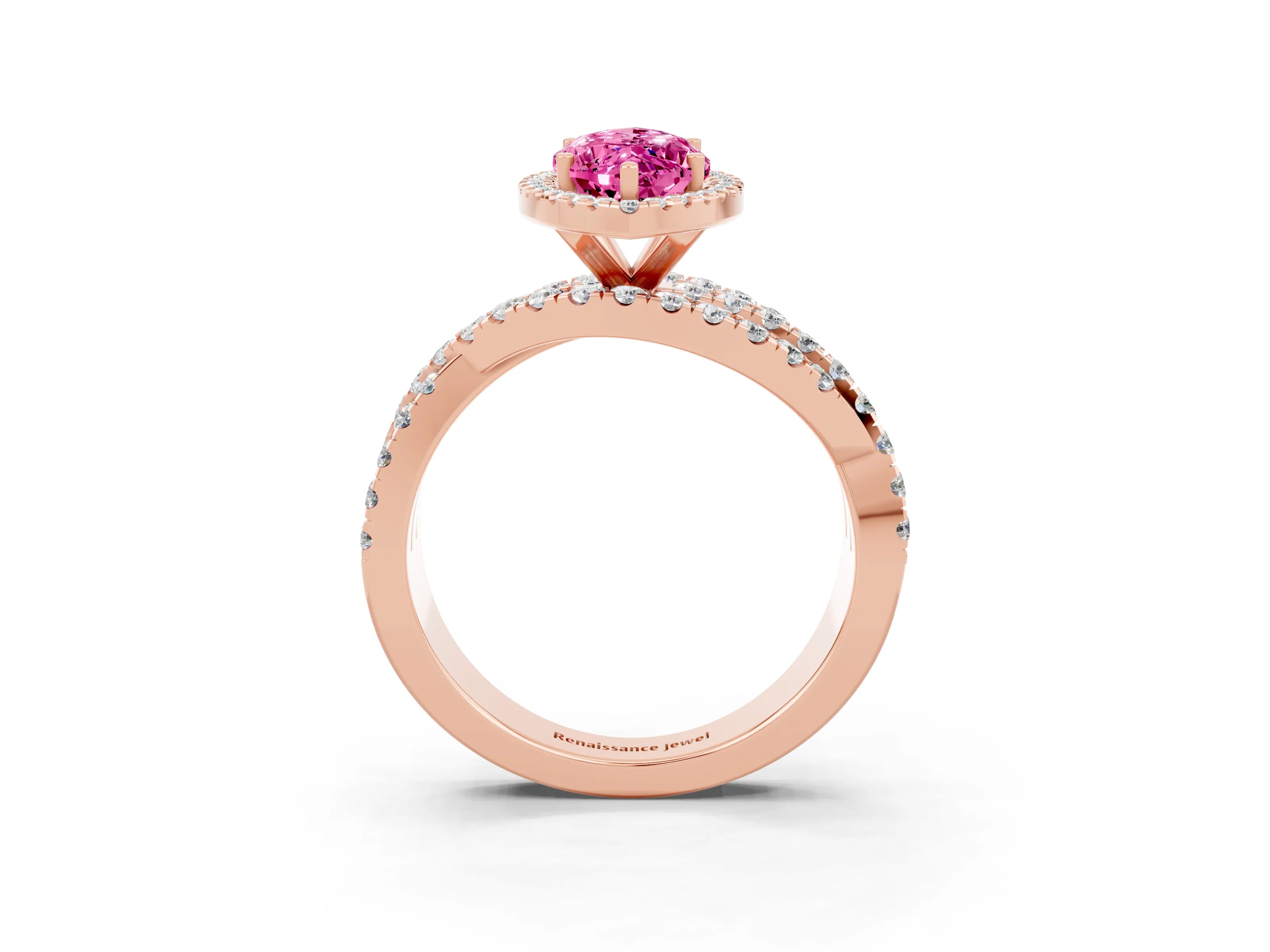 Rose gold Marquise Cut Cut Halo Split Shank Prong Setting Ring_15
