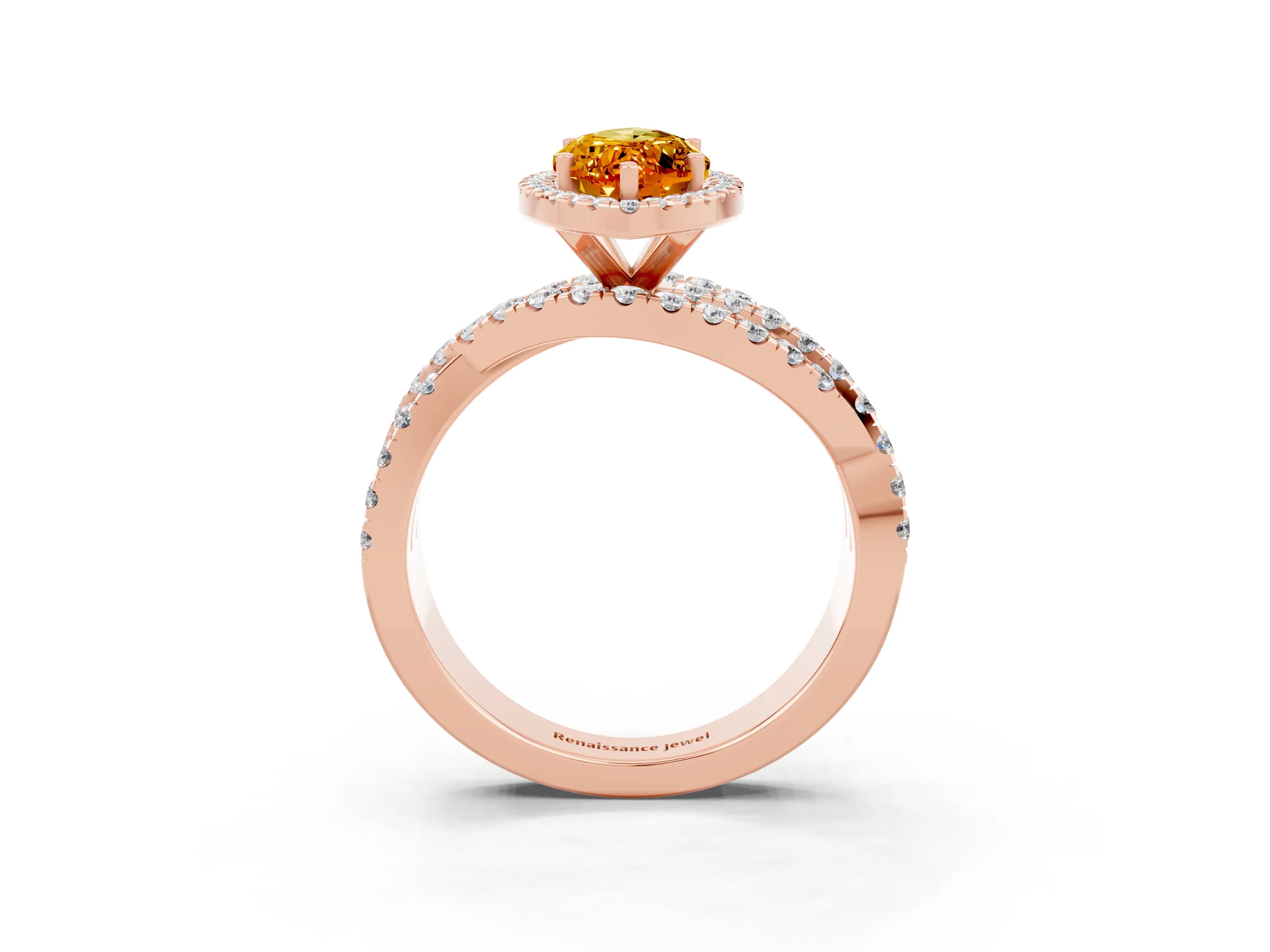 Rose gold Marquise Cut Cut Halo Split Shank Prong Setting Ring_15