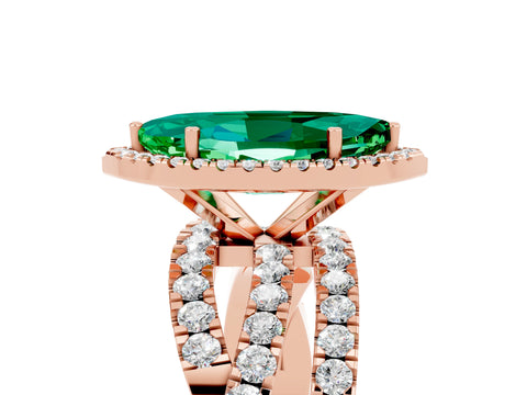 Rose gold Marquise Cut Cut Halo Split Shank Prong Setting Ring_17