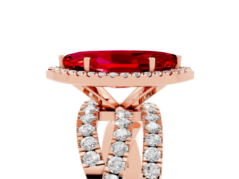 Rose gold Marquise Cut Cut Halo Split Shank Prong Setting Ring_17