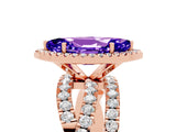 Rose gold Marquise Cut Cut Halo Split Shank Prong Setting Ring_17