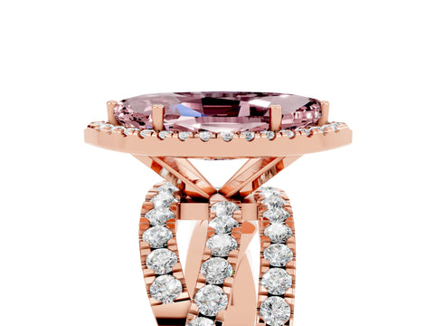 Rose gold Marquise Cut Cut Halo Split Shank Prong Setting Ring_17
