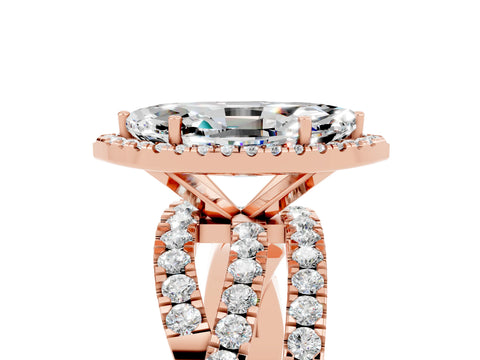 Rose gold Marquise Cut Cut Halo Split Shank Prong Setting Ring_17