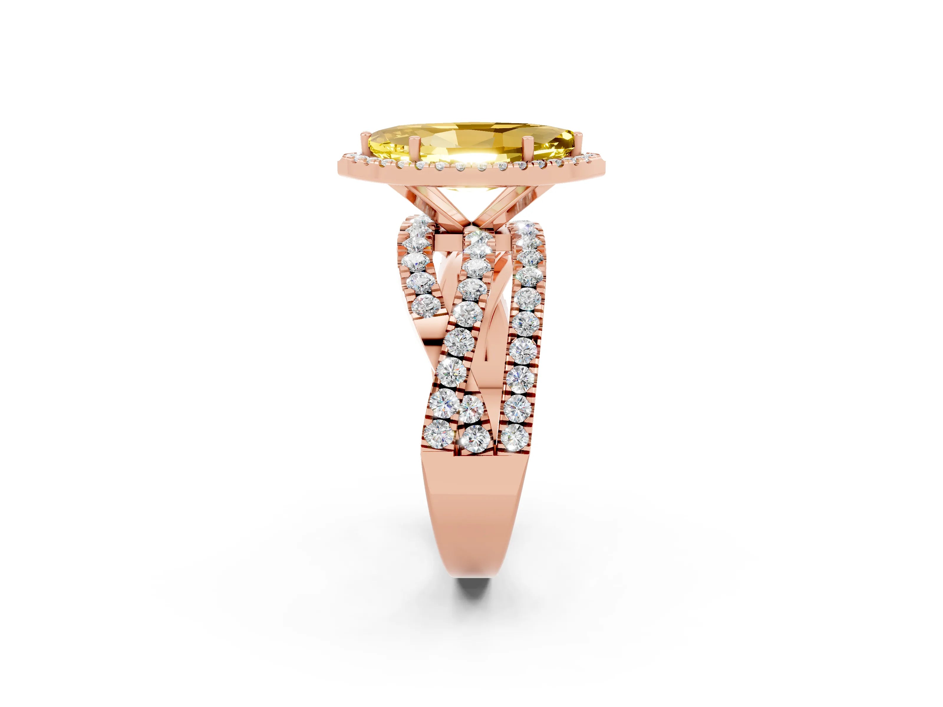 Rose gold Marquise Cut Cut Halo Split Shank Prong Setting Ring_25