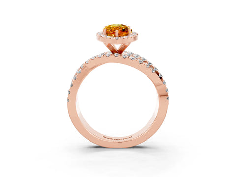 Rose gold Marquise Cut Cut Halo Split Shank Prong Setting Ring_25