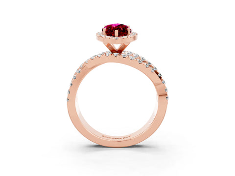 Rose gold Marquise Cut Cut Halo Split Shank Prong Setting Ring_25